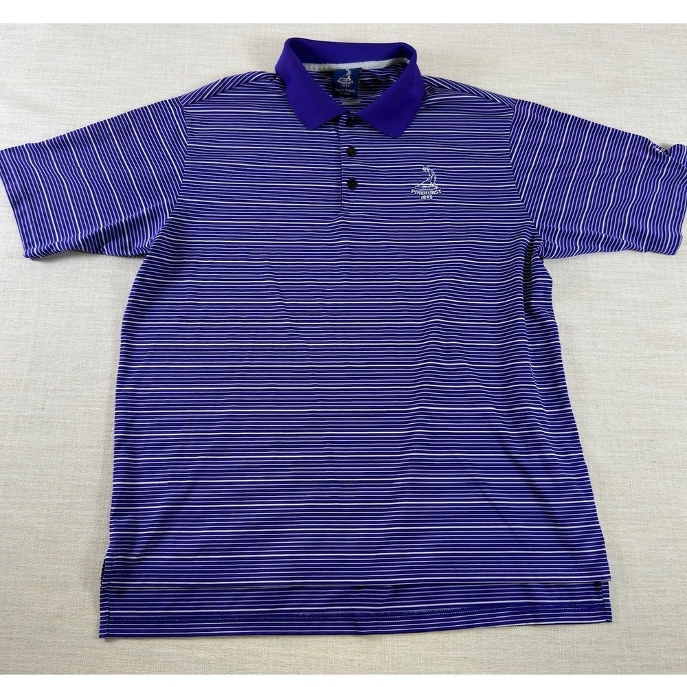 Adidas Pinehurst‎ 1895 Golf Polo Mens L Purple White Stripe ClimaLite Shirt